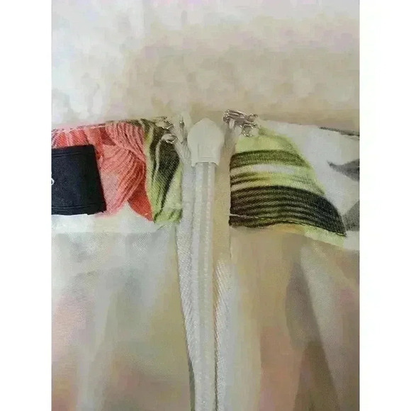 Talbots Linen Skirt Womens 6 Petite Floral Pleated Lined White Red Office Casual - Picture 6 of 15